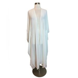 Suki So Kimono One Size White Sheer Long Open Front Coverup